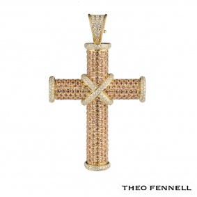 Theo Fennell Crosses Diamond & Sapphire Set Pendant 1.30ct